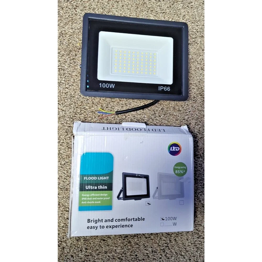 100W Led Flood Light Outdoor Security Garden Yard Spotlight Lamp IP66 Black